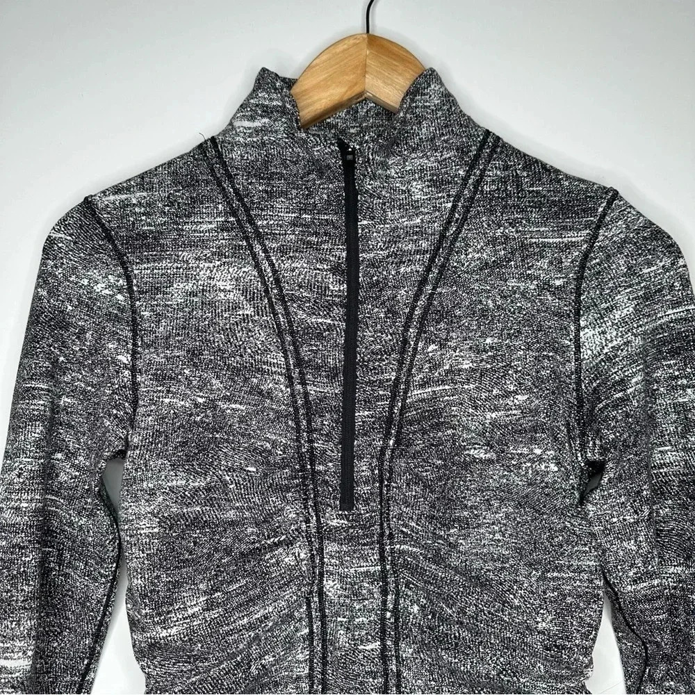 Lululemon Cypress Kiss Half Zip in Rush Jacquard Black White Size 6 - Picture 5 of 15